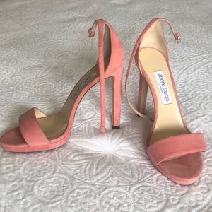 Salmon/pink strappy heels